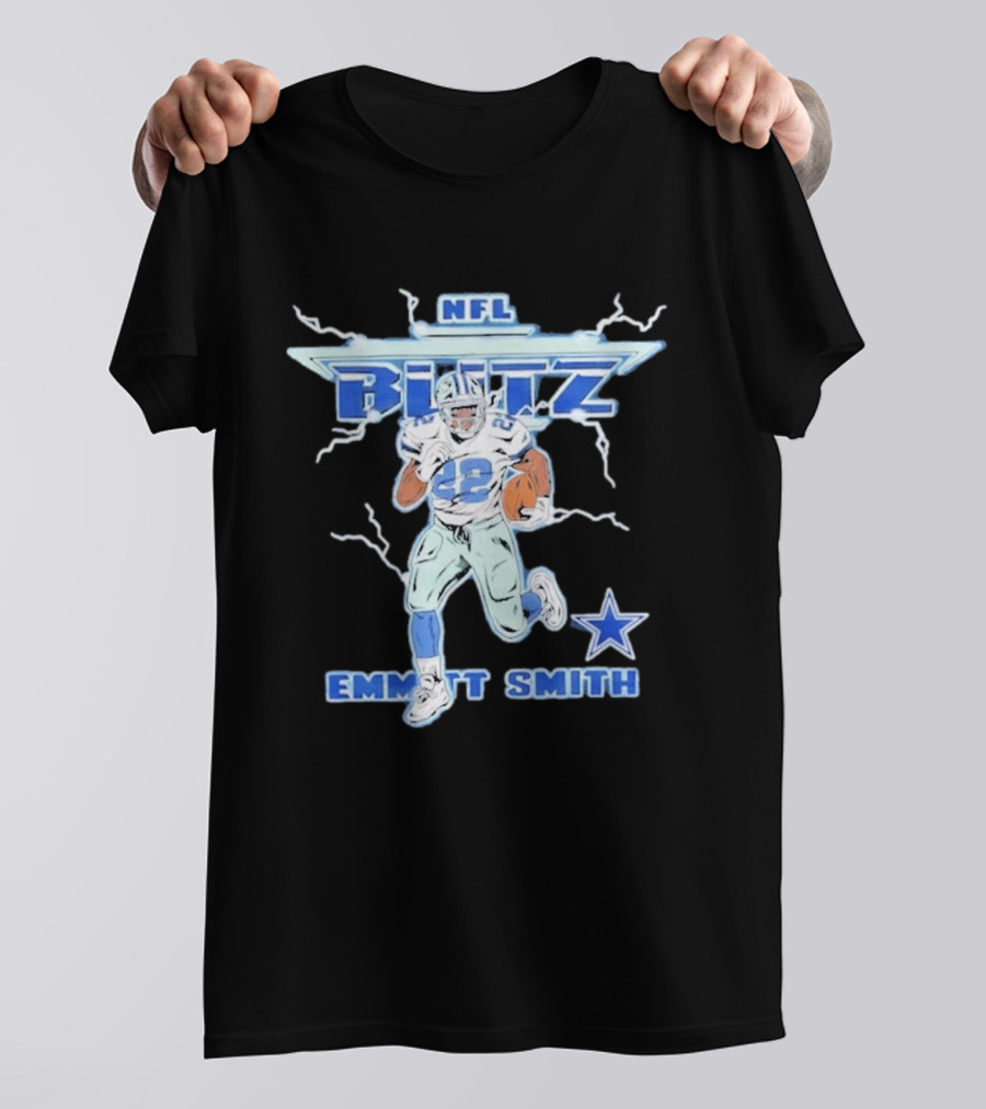 NFL Blitz Emmitt Smith Dallas Cowboys Lightning Star T-Shirt
