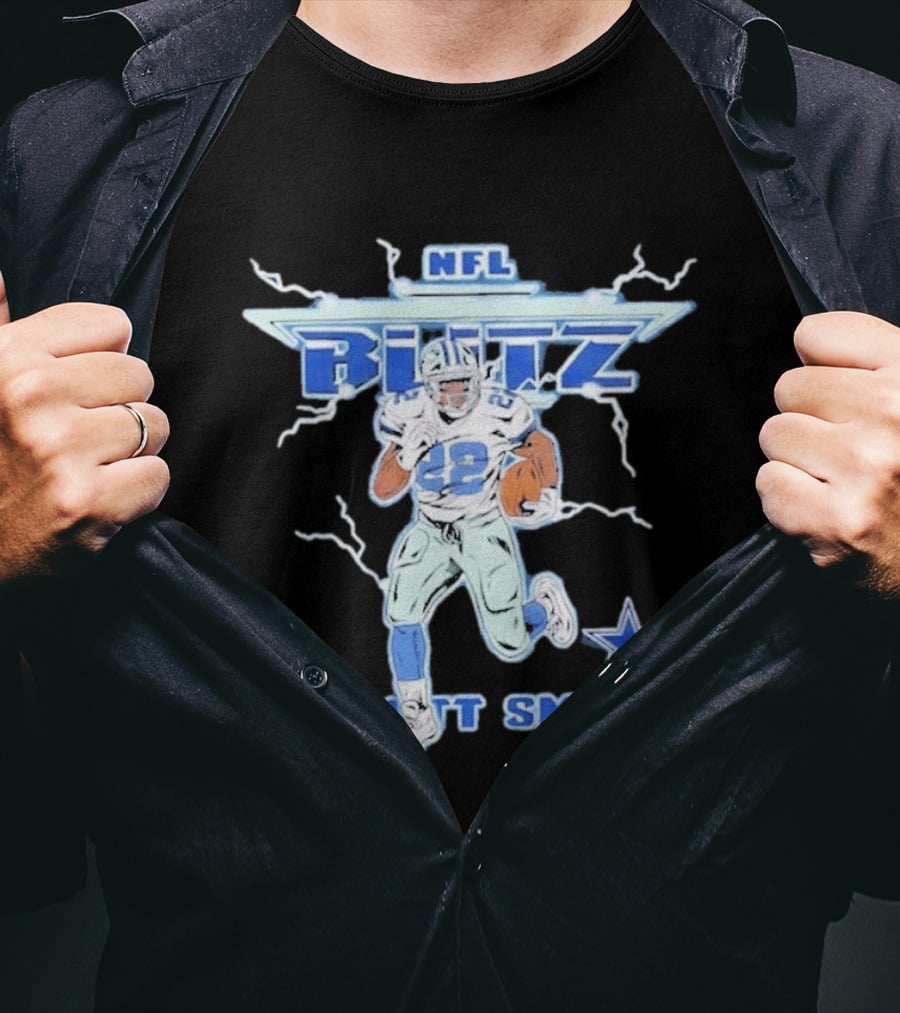 NFL Blitz Emmitt Smith Dallas Cowboys Lightning Star T-Shirt