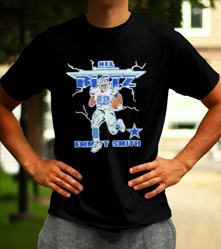 NFL Blitz Emmitt Smith Dallas Cowboys Lightning Star T-Shirt