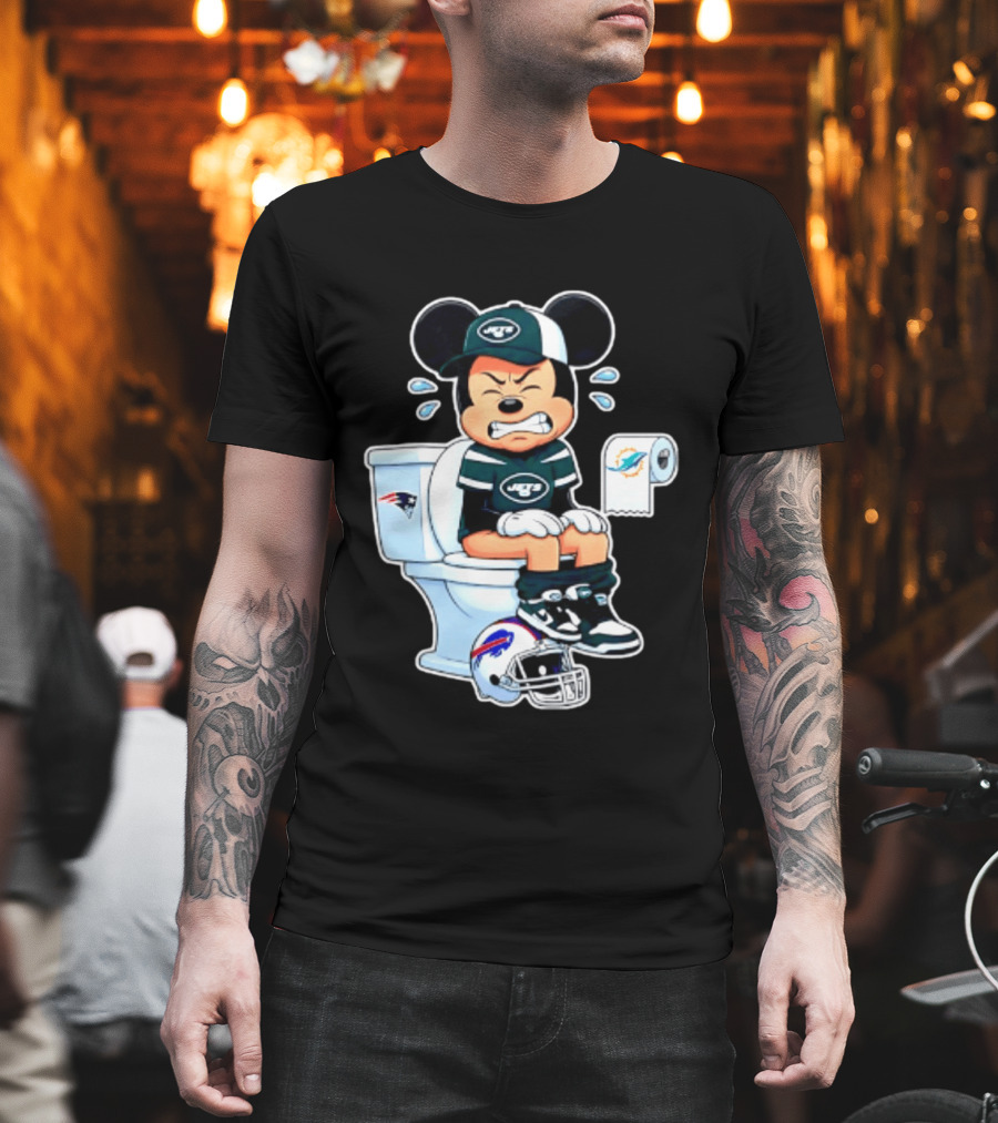 Mickey Jets Toilet Frustration Patriots Dolphins Bills Rivalry T-Shirt