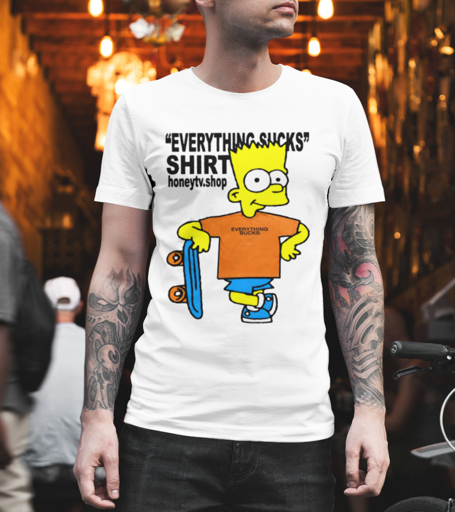 Bart Simpson Everything Sucks Skateboard Homage The Simpsons T-Shirt