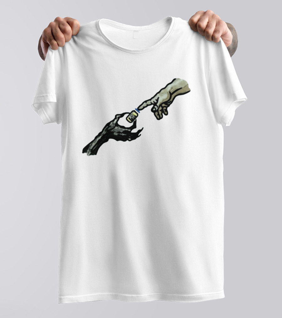 Michelangelo Creation Of Adam Vaccine Hand T-Shirt