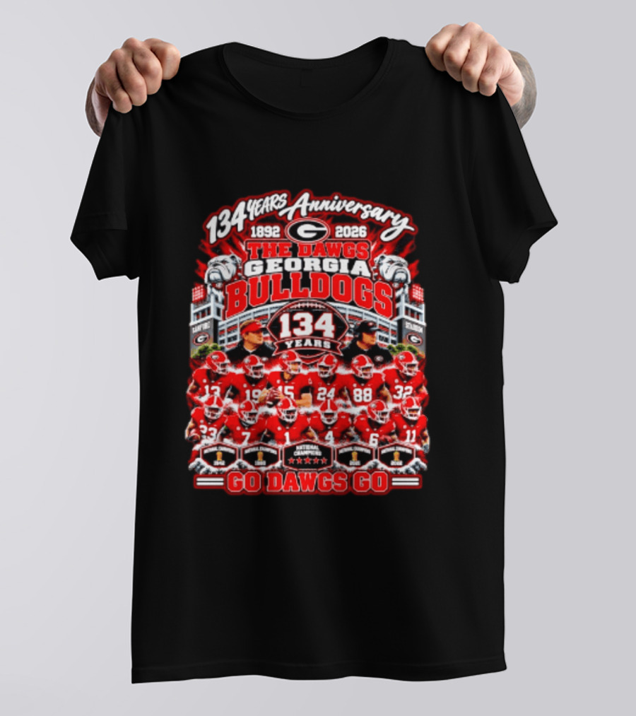 134 Years Anniversary 1892 2026 The Dawgs Georgia Bulldogs Go Dawgs Go T-Shirt