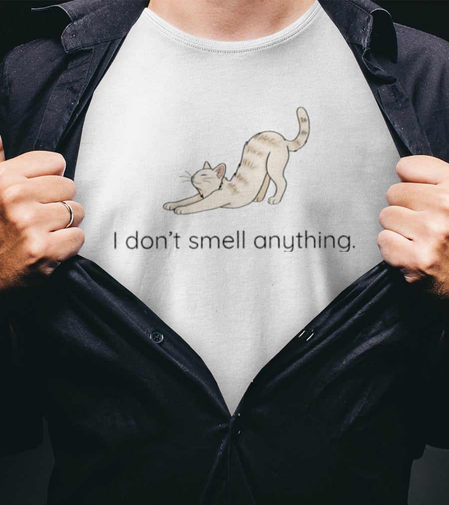 I Don't Smell Anything Cat Kitten Stretching Playful Pose T-Shirt