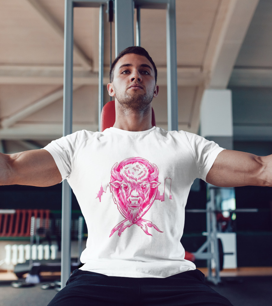 Making Strides 2026 Buffalo Mafia Pink Ribbon Skyline T-Shirt