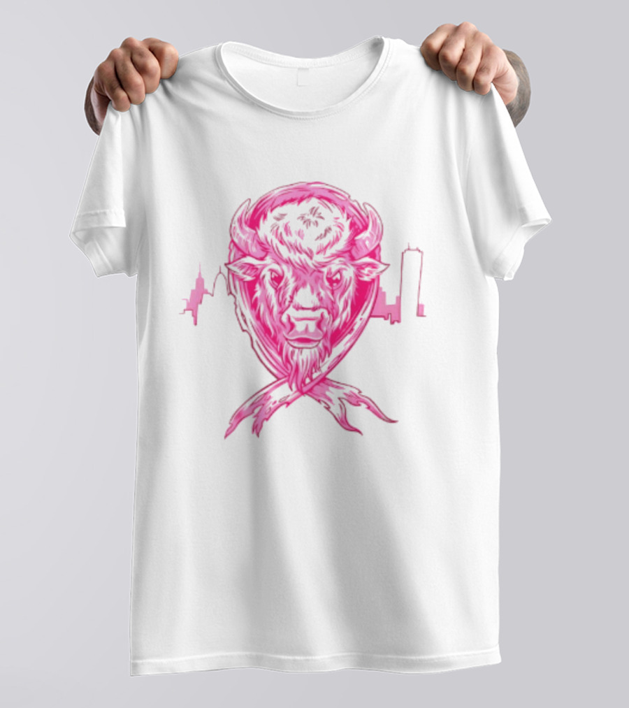 Making Strides 2026 Buffalo Mafia Pink Ribbon Skyline T-Shirt