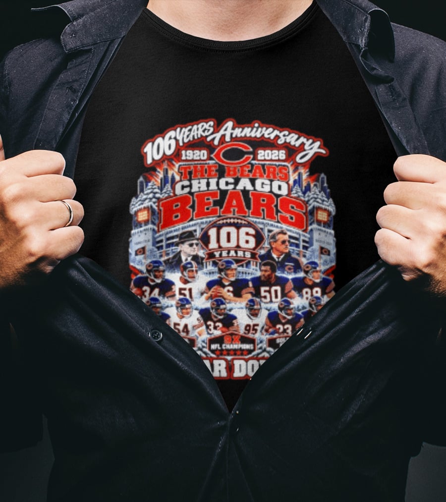 106 Years Anniversary 1920 2026 The Bears Chicago Bears 9x NFL Champions Soldier Field Bear Down T-Shirt