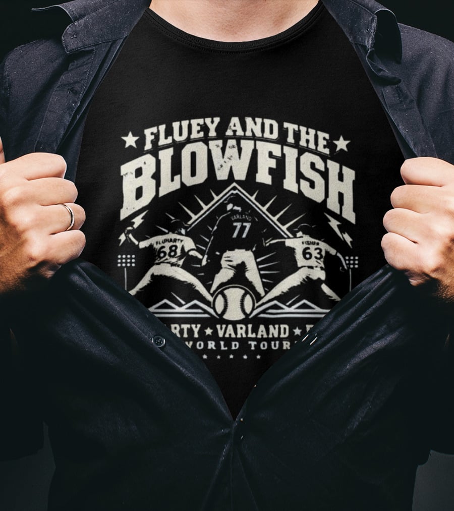 Fluey And The Blowfish Fluharty Varland Fisher World Tour T-Shirt