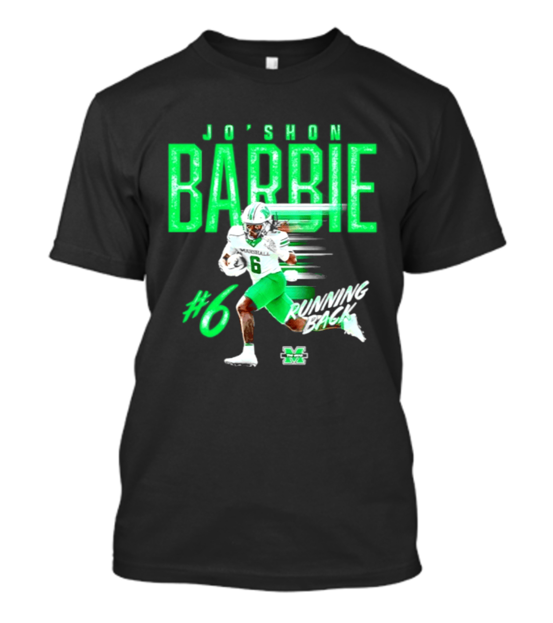 Jo'shon Barbie 6 Marshall Thundering Herd Running Back NCAA Football Player T-Shirt