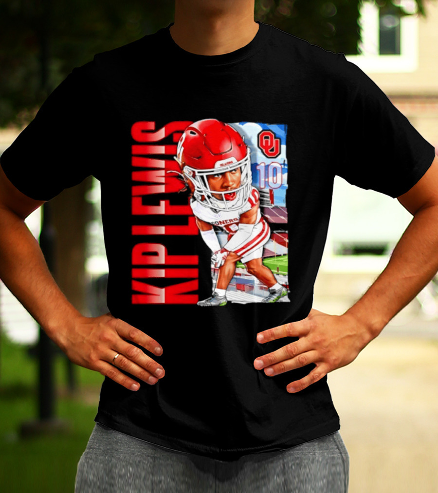 Kip Lewis 10 Oklahoma Sooners NCAA Football Player Caricature T-Shirt