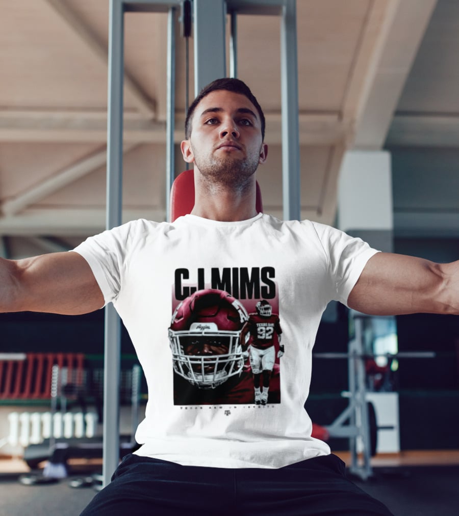 CJ Mims 92 Texas A&M Football NCAA Player T-Shirt