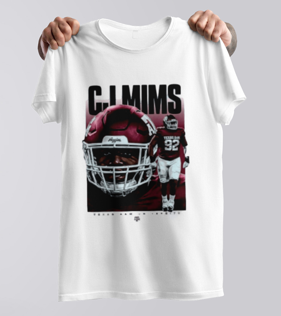 CJ Mims 92 Texas A&M Football NCAA Player T-Shirt