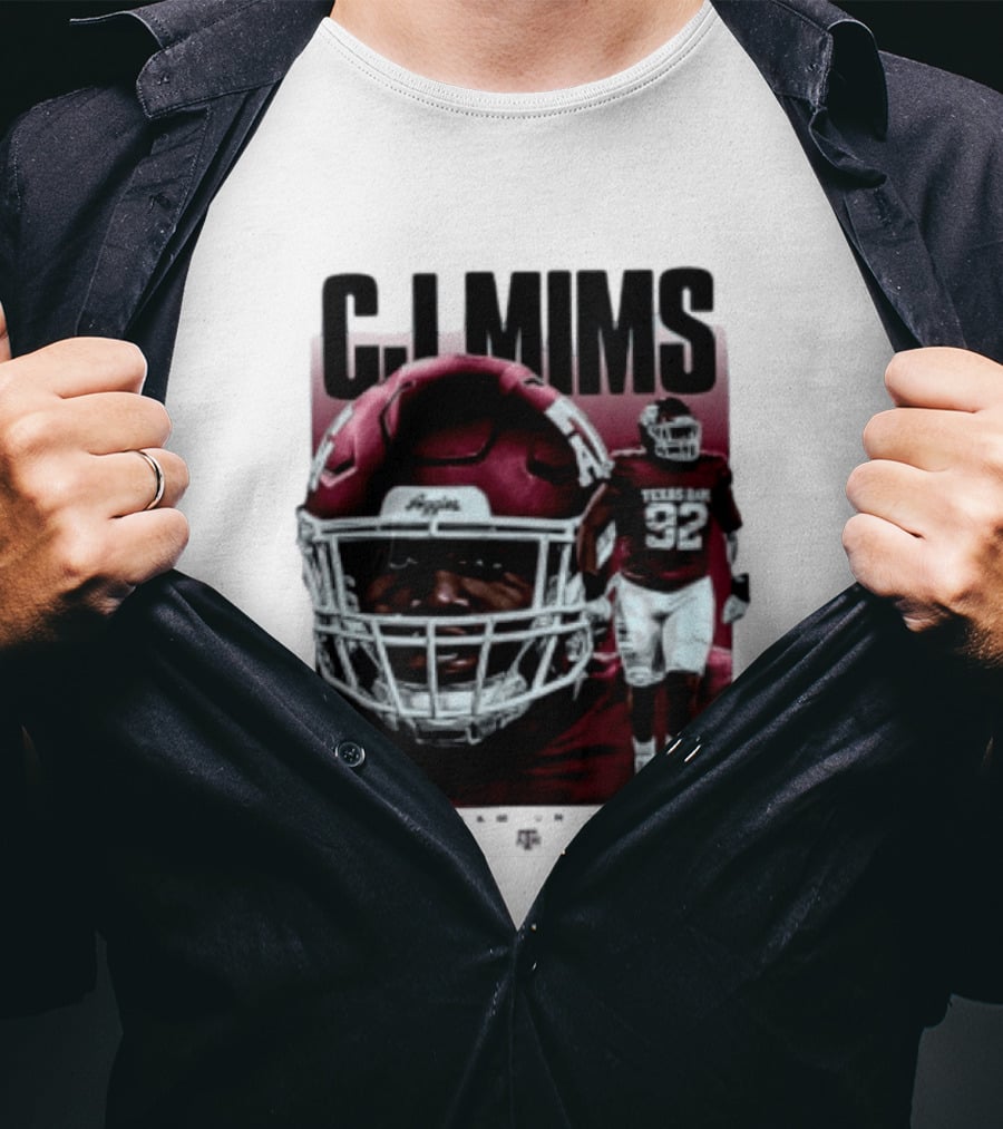CJ Mims 92 Texas A&M Football NCAA Player T-Shirt