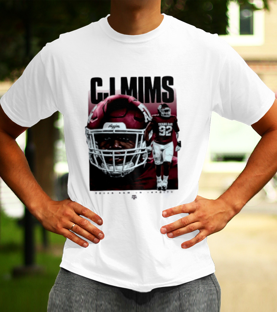 CJ Mims 92 Texas A&M Football NCAA Player T-Shirt