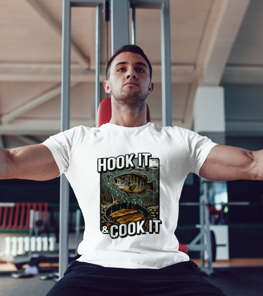 Hook It And Cook It Fishing Panfish Cast Iron Skillet T-Shirt