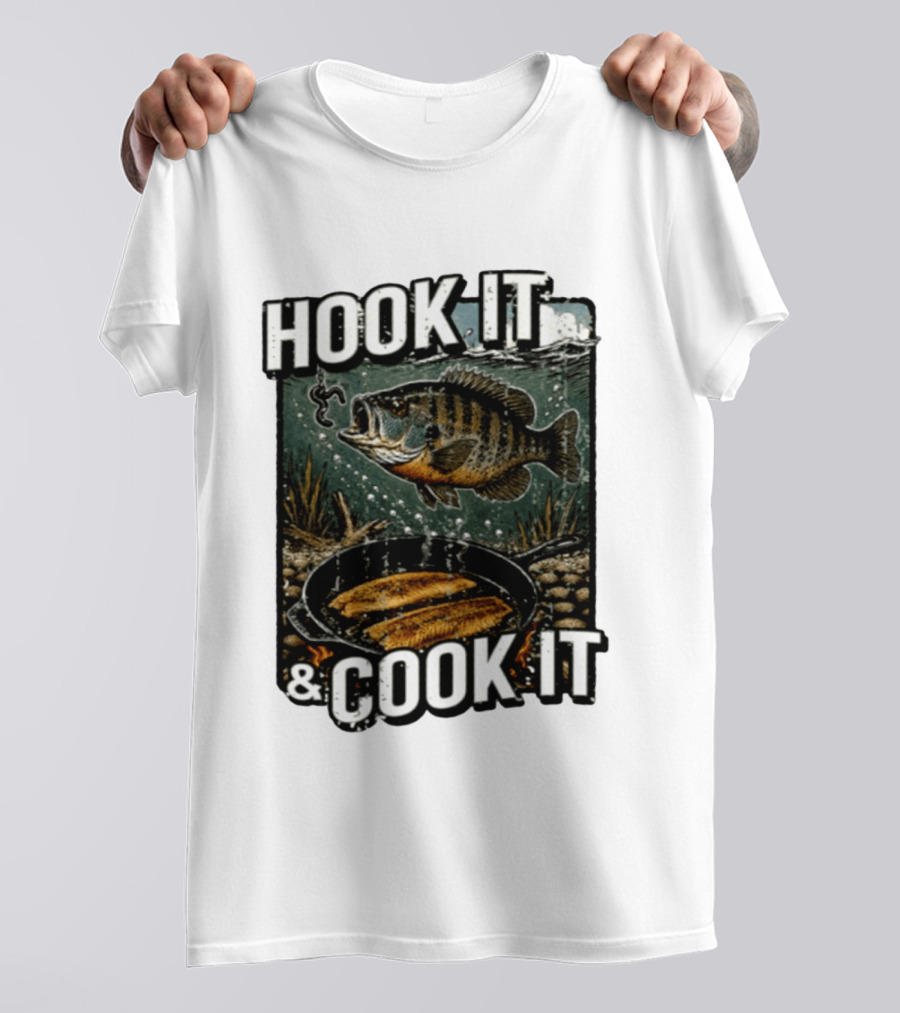 Hook It And Cook It Fishing Panfish Cast Iron Skillet T-Shirt