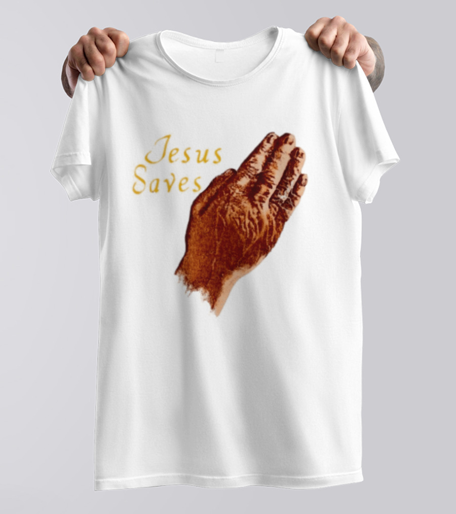Jesus Saves Praying Hands Religious Faith Christian T-Shirt