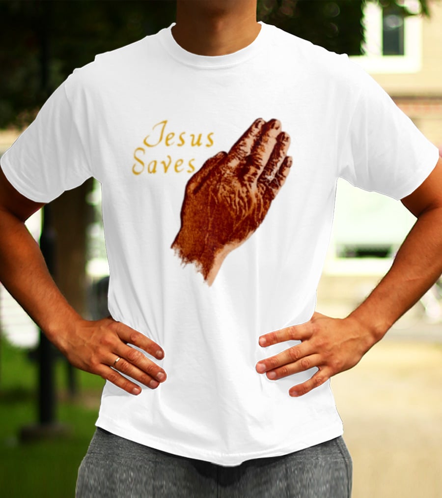 Jesus Saves Praying Hands Religious Faith Christian T-Shirt