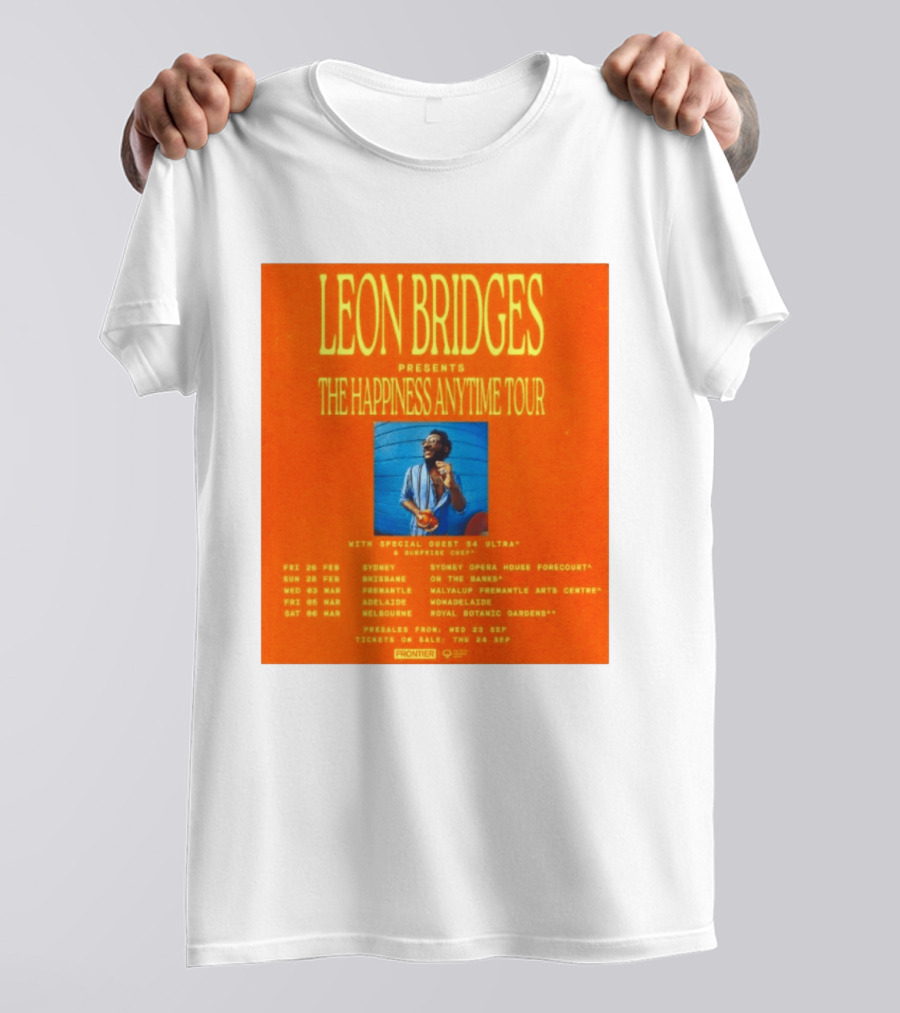 Leon Bridges Presents The Happiness Anytime Tour 2026 With Special Guests Australia Dates T-Shirt