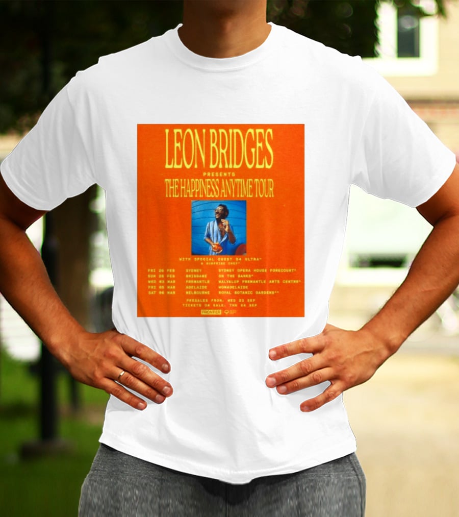 Leon Bridges Presents The Happiness Anytime Tour 2026 With Special Guests Australia Dates T-Shirt