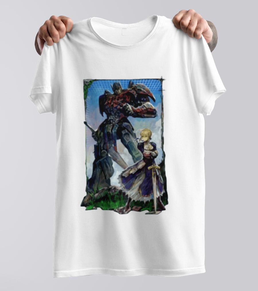 Optimus Prime Transformers With Saber Fate Stay Night Anime T-Shirt