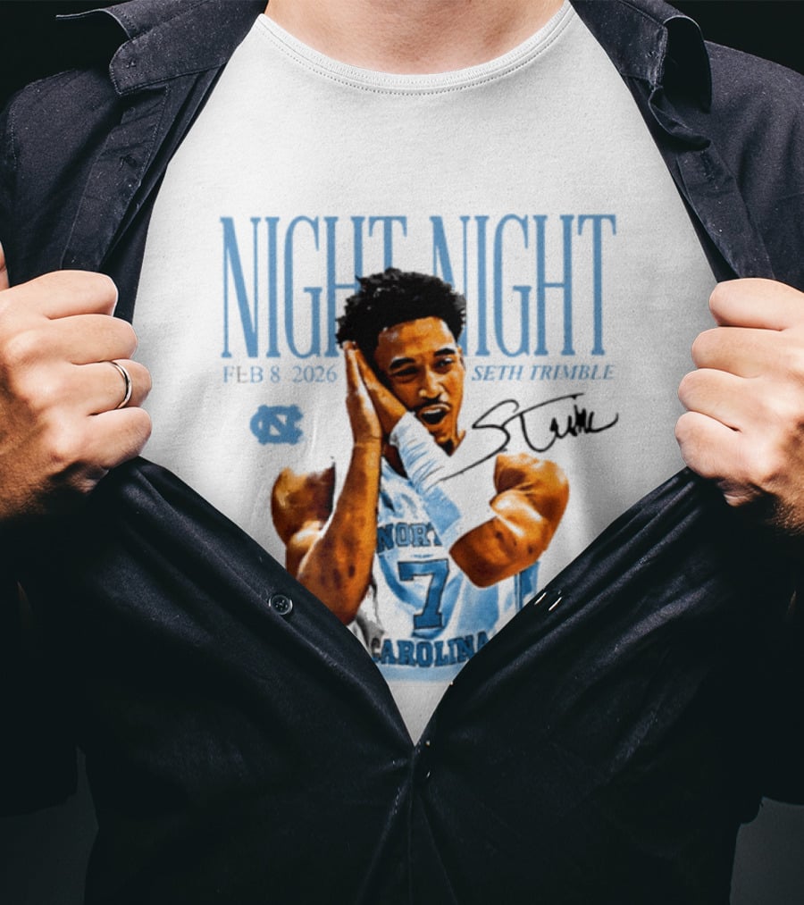 Seth Trimble North Carolina Tar Heels Night Night Feb 8 2026 T-Shirt