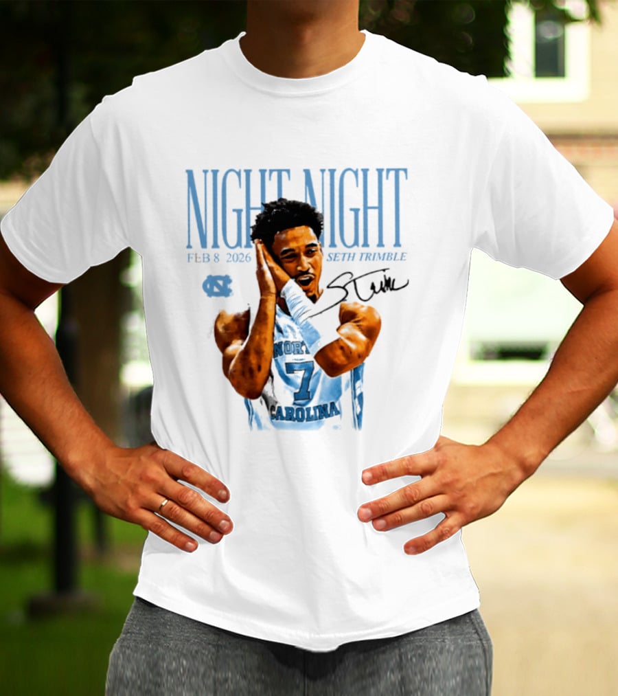 Seth Trimble North Carolina Tar Heels Night Night Feb 8 2026 T-Shirt