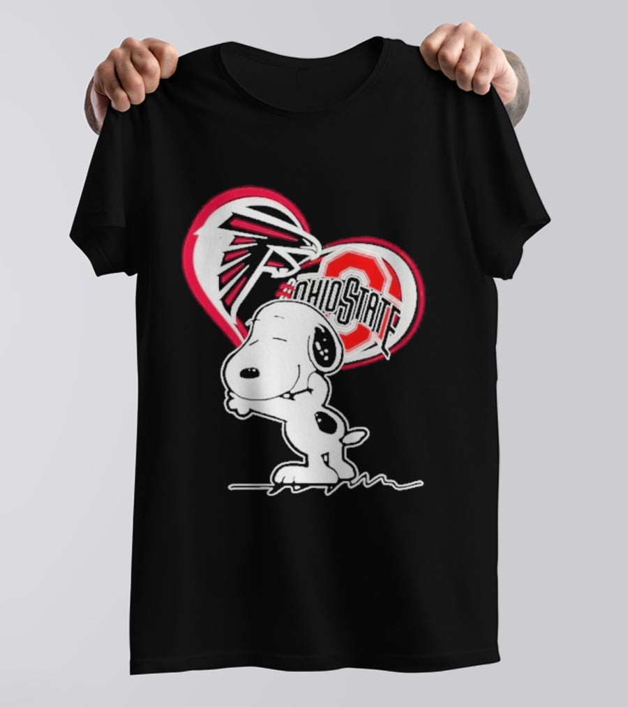 Atlanta Falcons Ohio State Buckeyes Snoopy Peanuts Heart T-Shirt