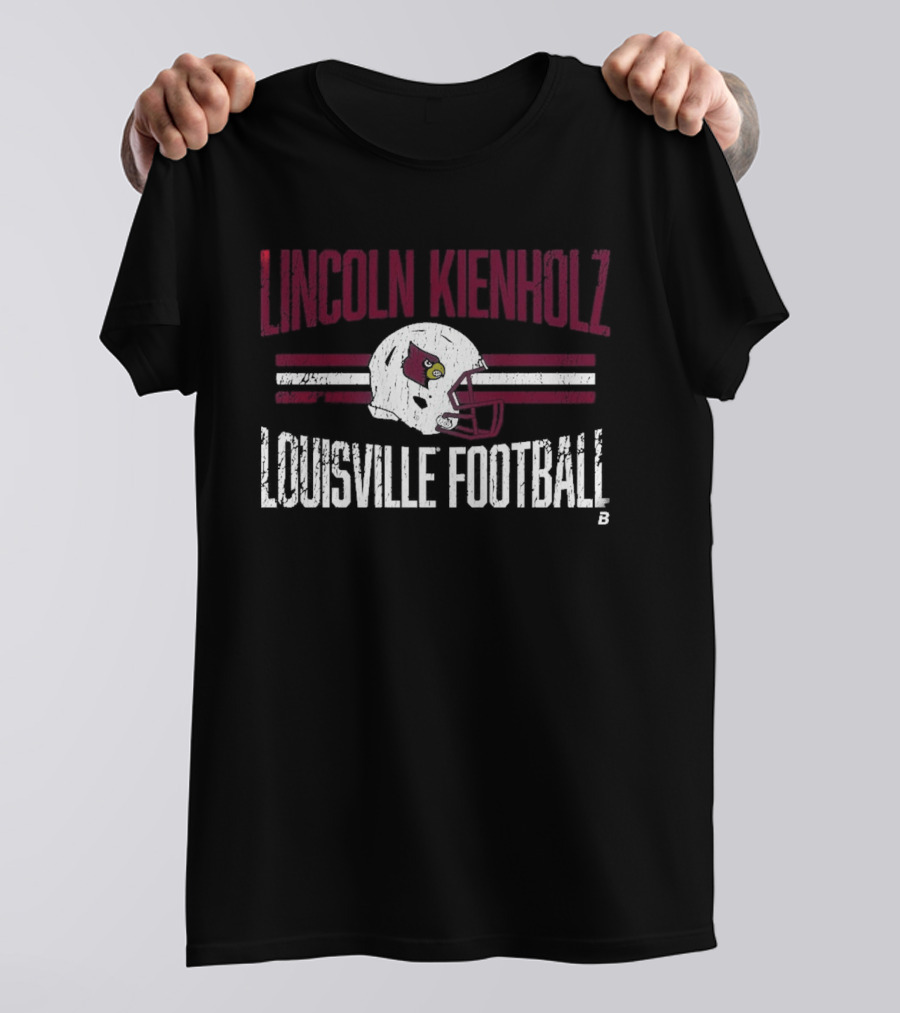 Lincoln Kienholz Louisville Football Cardinal Helmet Hero T-Shirt