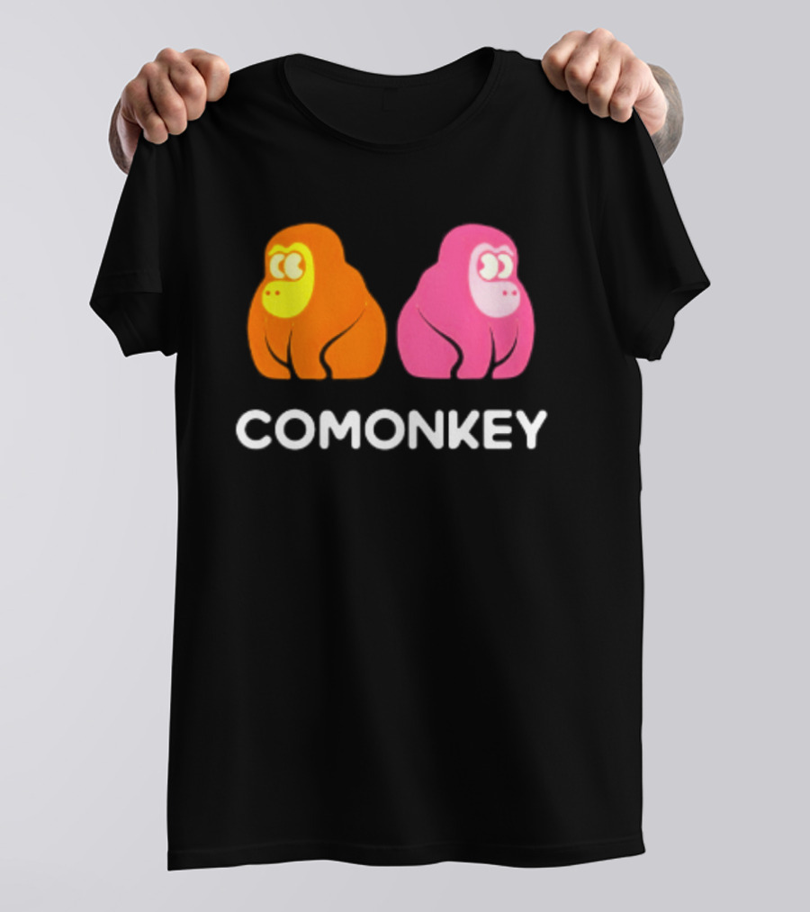 Comonkey Orange Pink Gorilla Ape Minimalist T-Shirt