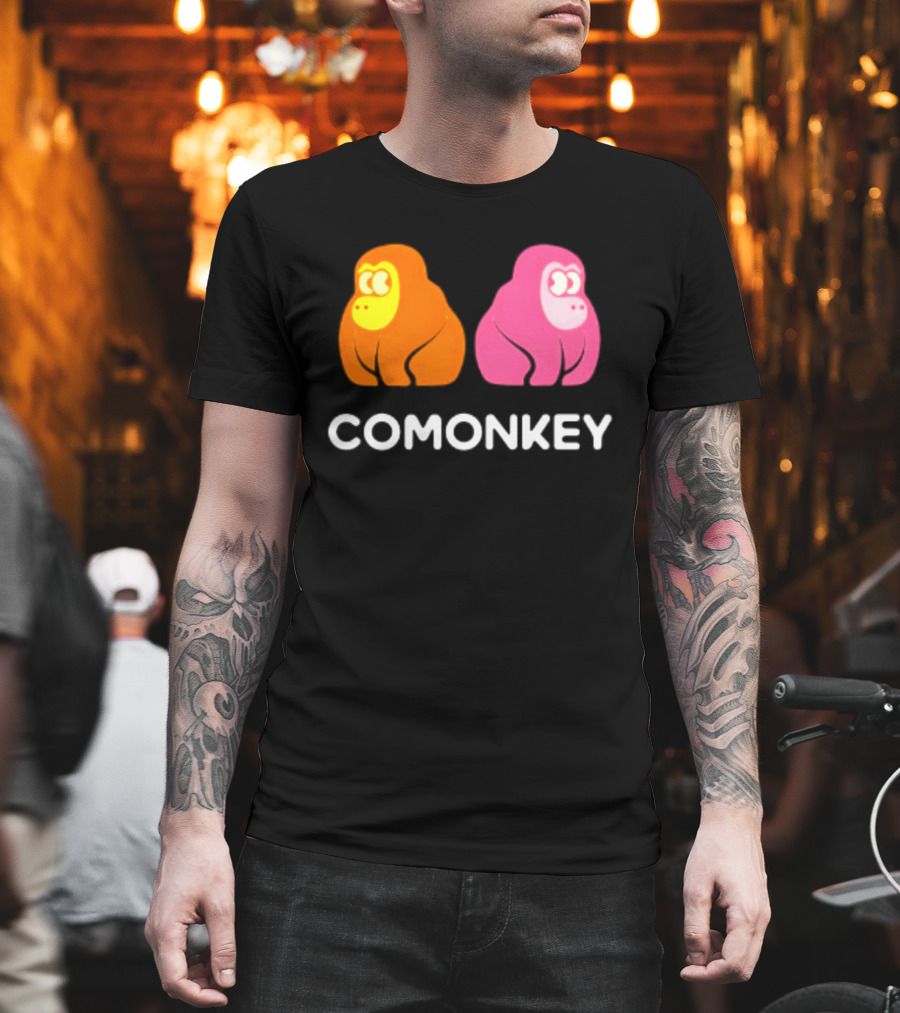 Comonkey Orange Pink Gorilla Ape Minimalist T-Shirt