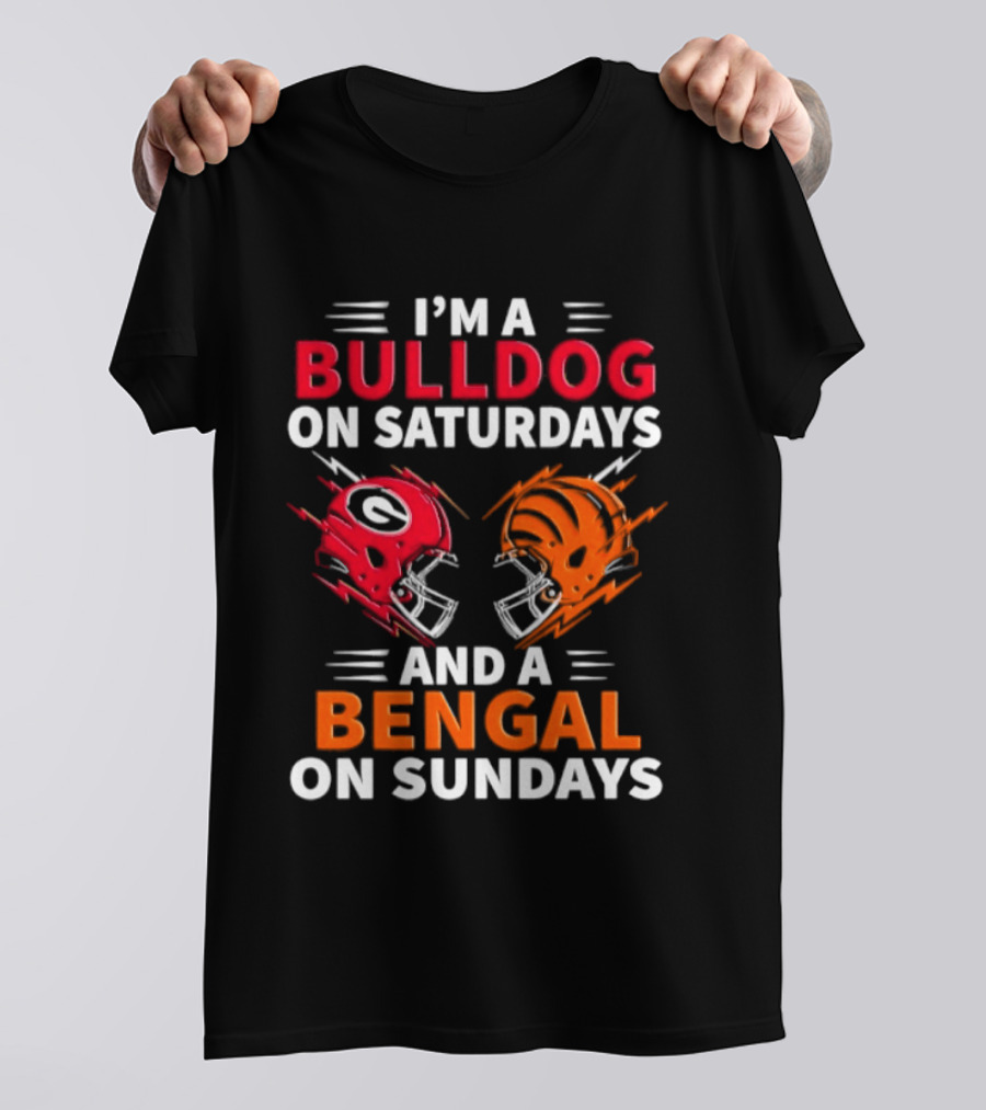I'm A Bulldog On Saturdays And A Bengal On Sundays Football Helmets T-Shirt