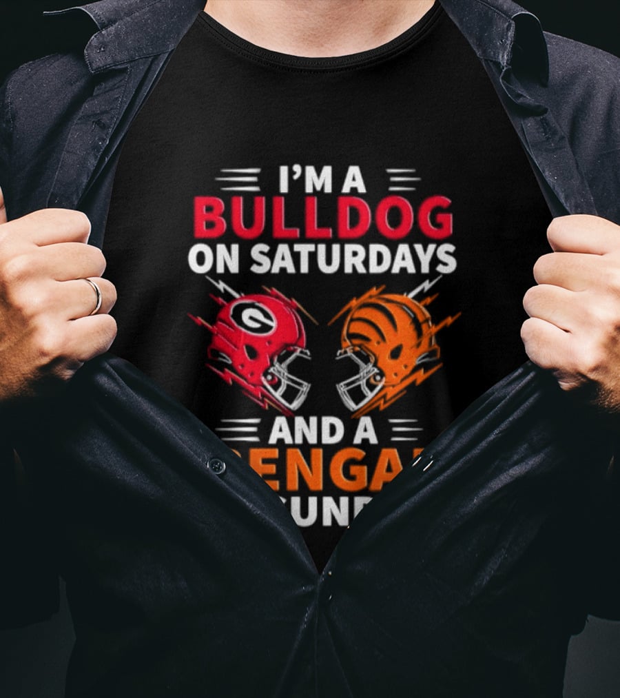 I'm A Bulldog On Saturdays And A Bengal On Sundays Football Helmets T-Shirt