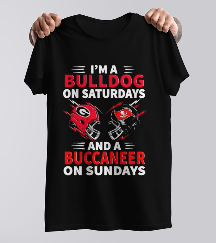 Georgia Bulldogs Saturday Tampa Bay Buccaneers Sunday Football Helmets T-Shirt