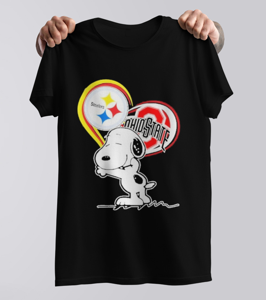 Pittsburgh Steelers Ohio State Buckeyes Snoopy Peanuts Heart T-Shirt