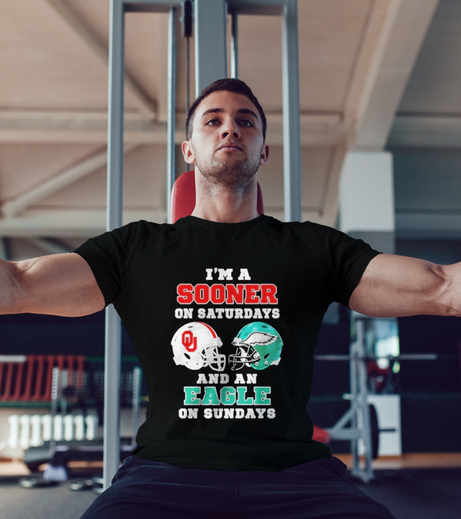 I'm A Sooner On Saturdays And An Eagle On Sundays Football Helmets T-Shirt