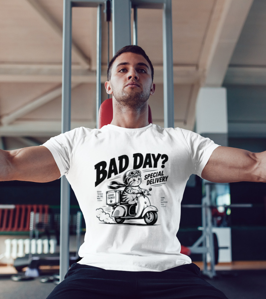 Bad Day Special Delivery Scooter Cat Adventure T-Shirt
