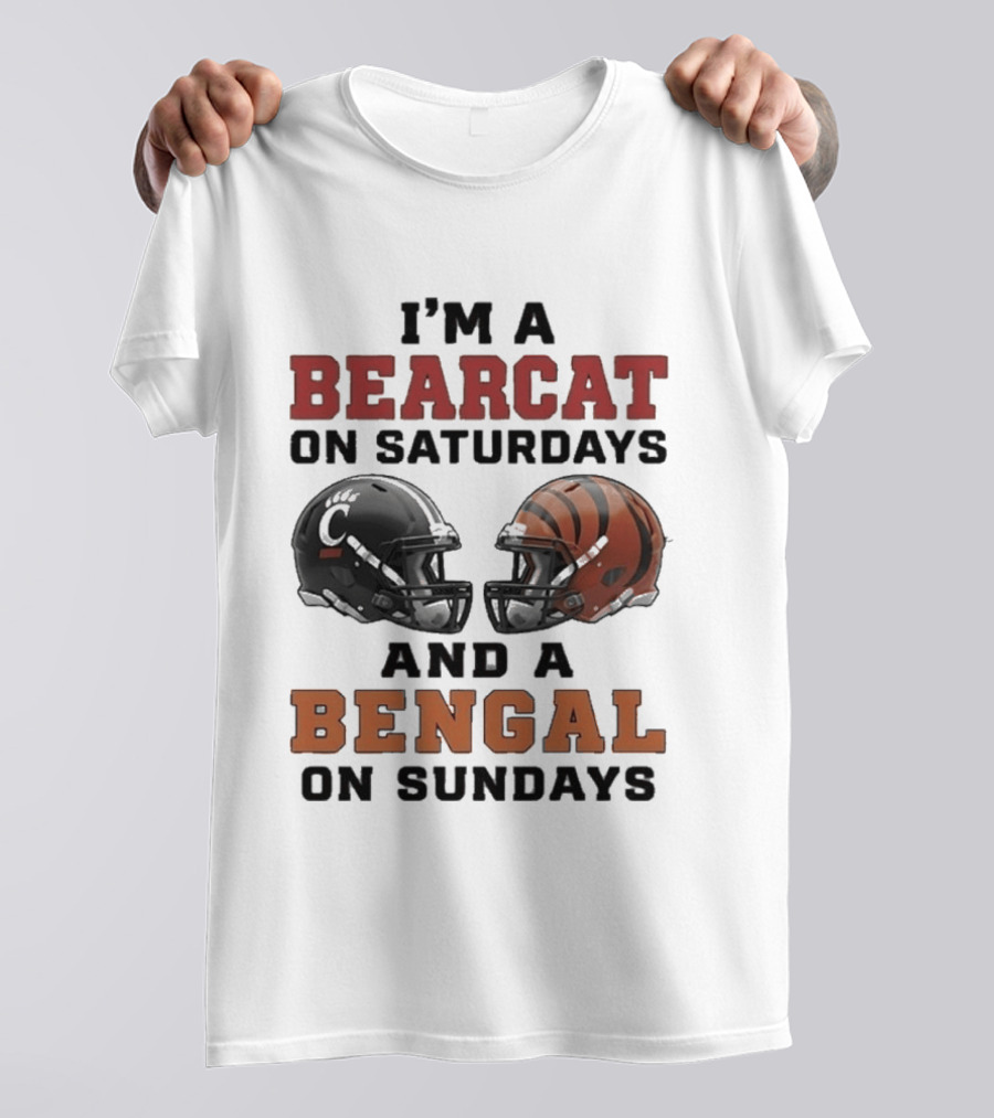 I'm A Bearcat On Saturdays And A Bengal On Sundays Football Helmet T-Shirt