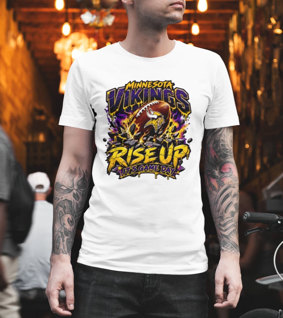Minnesota Vikings Rise Up It's Game Day Football Vivid Color Explosion T-Shirt