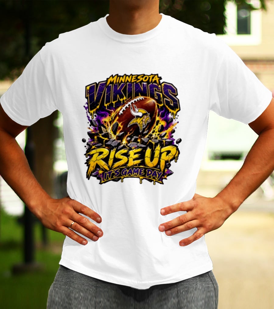 Minnesota Vikings Rise Up It's Game Day Football Vivid Color Explosion T-Shirt