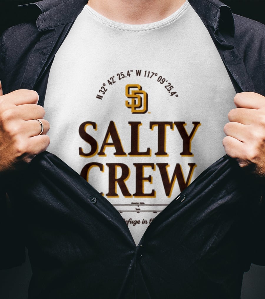 Padres Salty Crew Coordinates SD Find Refuge In The Sea T-Shirt