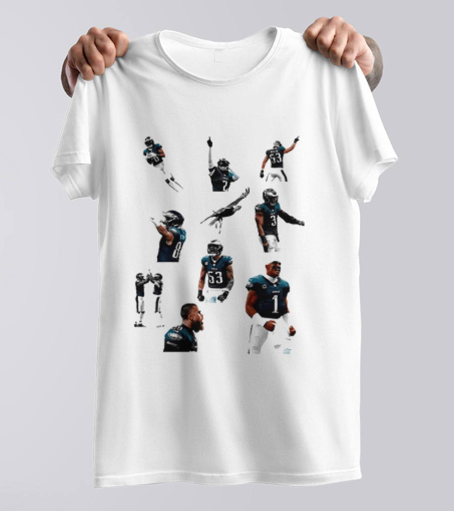 Philadelphia Eagles Dynamic Player Collage Football Action Moments T-Shirt