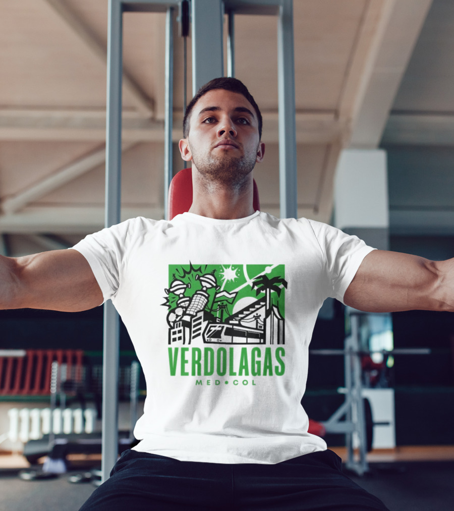 Verdolagas Med Col Medellín Paisa Culture Soccer Skyline Palm Trees T-Shirt