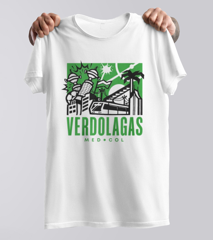 Verdolagas Med Col Medellín Paisa Culture Soccer Skyline Palm Trees T-Shirt