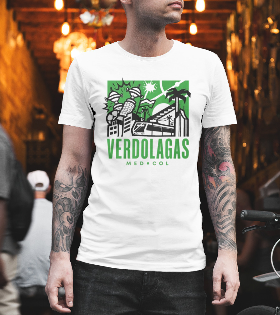 Verdolagas Med Col Medellín Paisa Culture Soccer Skyline Palm Trees T-Shirt