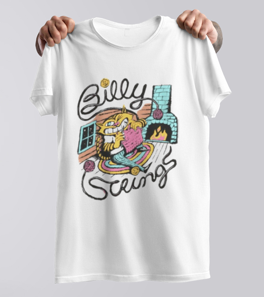 Billy Strings Store Yarn Ladies Nathan Hardyman Cat Knitting By Fireplace T-Shirt