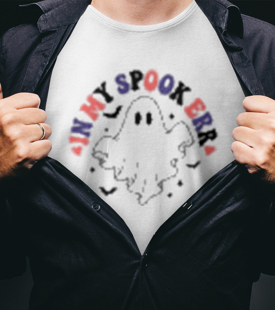 Ghost In My Spooky Era Halloween Ghost Icon Black Red Blue T-Shirt