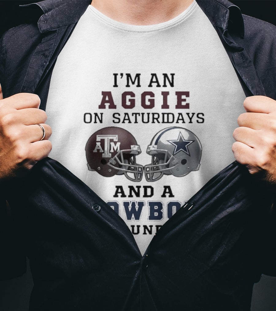 I'm An Aggie On Saturdays And A Cowboy On Sundays Football Helmets T-Shirt