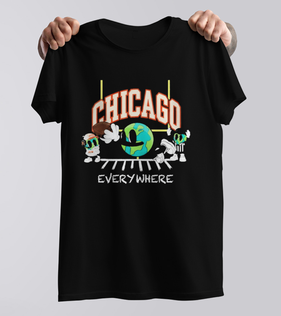 Chicago Football Everywhere Windy City Globe 2026 T-Shirt