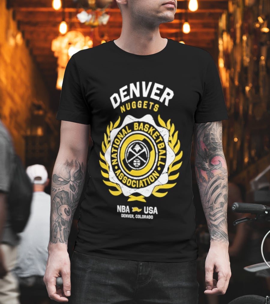 Denver Nuggets National Basketball Association NBA USA Laurel Crest Flocking 2026 T-Shirt